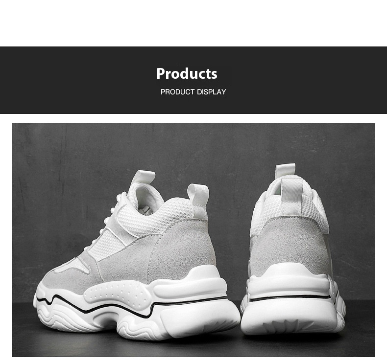 Men's Color Matching Fashion Mid Heel Invisible Height Increasing Cowhide Stitching Casual Shoes foto 5
