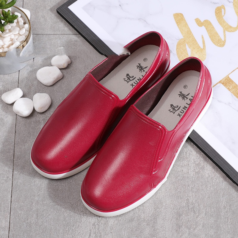 Spring And Autumn Low-top Slip-on Women's Rain Boots Solid Color Fashion Waterproof foto 5
