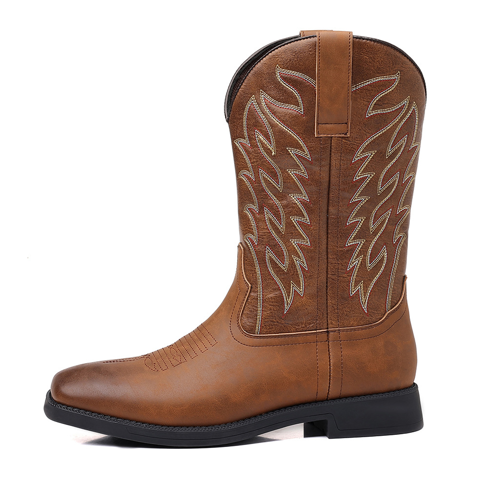 Retro Wide Head Western Cowboy Boot foto 5
