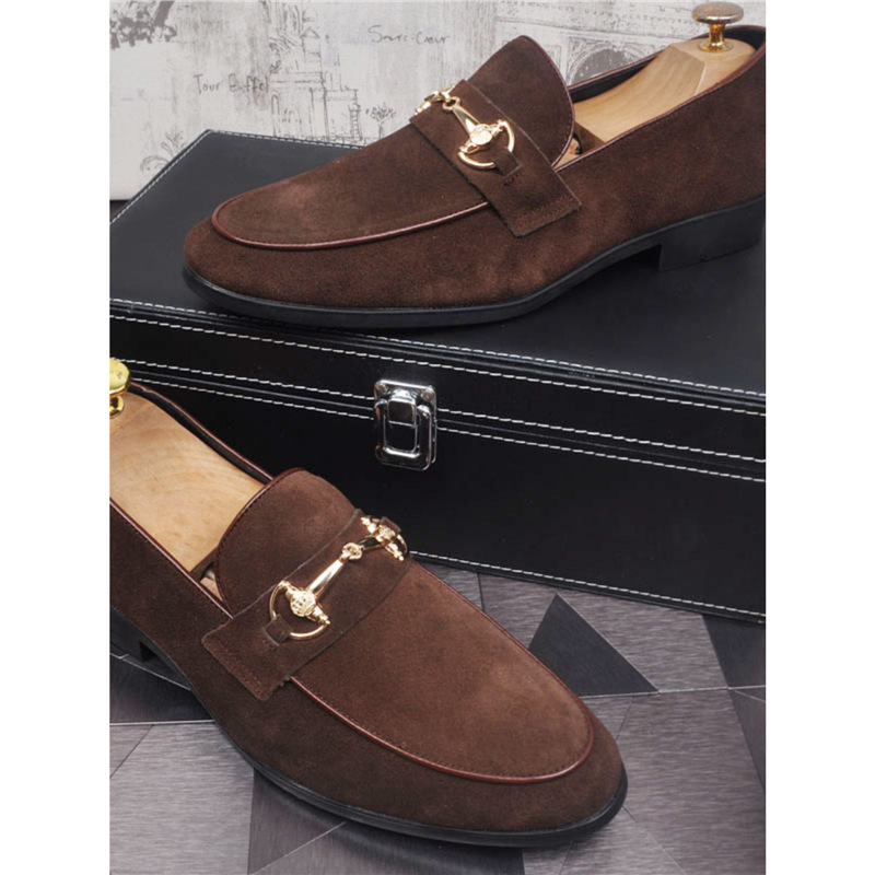 Men's Breathable Genuine Leather Slip-on Trendy Beanie Shoes Light Luxury Suede Leather Lazy Shoes foto 4