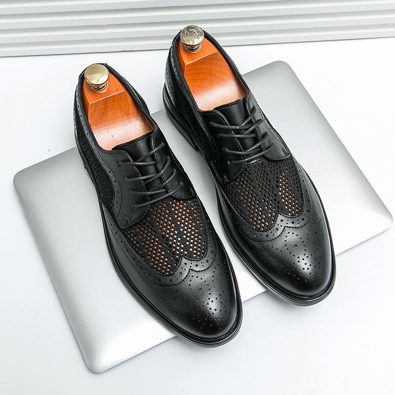 Men's Leather Shoes Breathable Business Formal Wear Round Toe foto 5