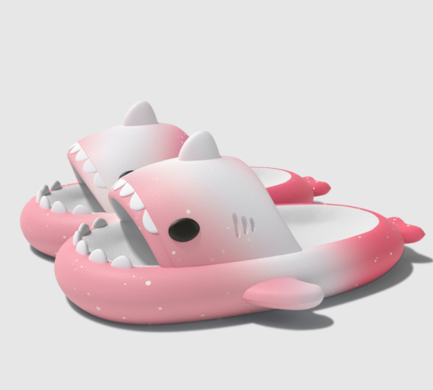 Gradient Shark Slippers 4cm Thick Bottom Shit Feeling Slippers foto 5