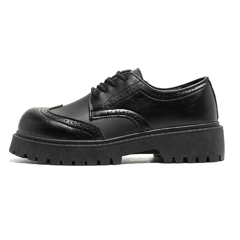 Black Carved Brogue Big Toe Casual Leather Shoes Men foto 2