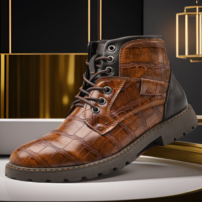 Retro Casual Outdoor Side Zipper Leather Boots foto 3