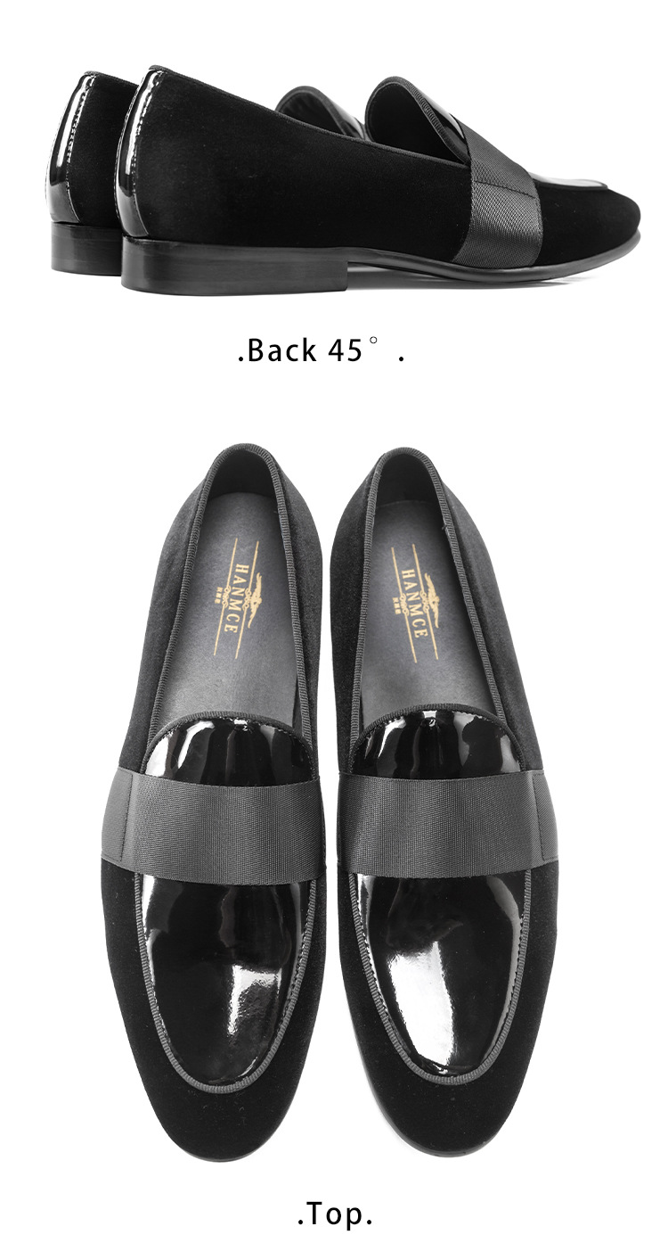 Velvet Patent Leather Korean Loafers Business Casual Leather Round Shoes foto 5