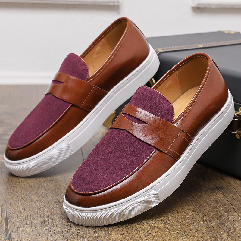 Korean Style Trendy Thick-soled Men's British Style Casual Leather Shoes foto 3