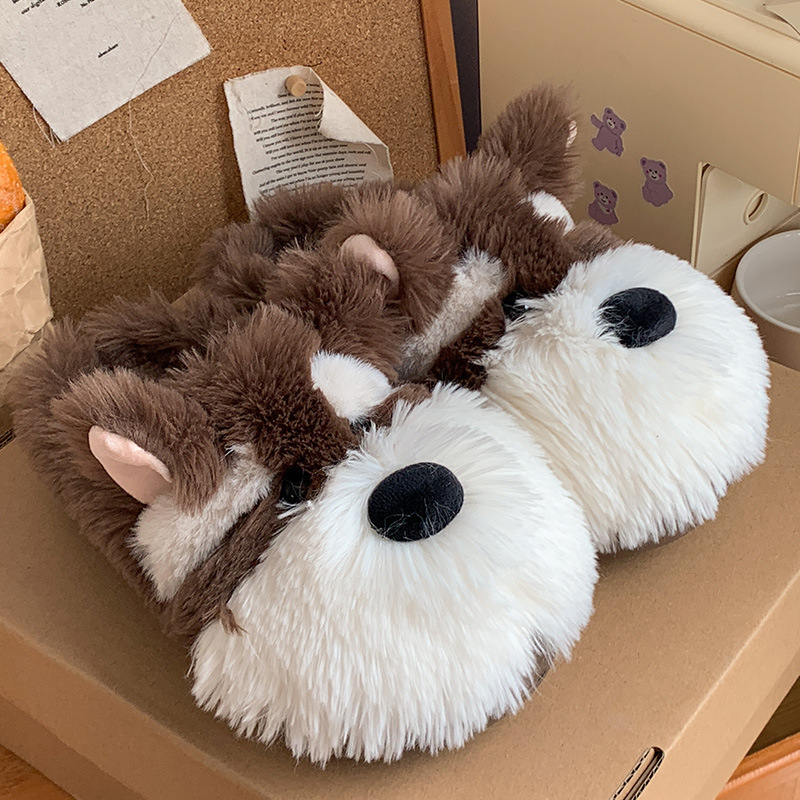 Cartoon Schnauzer Puppy Cotton Slippers Men And Women foto 2