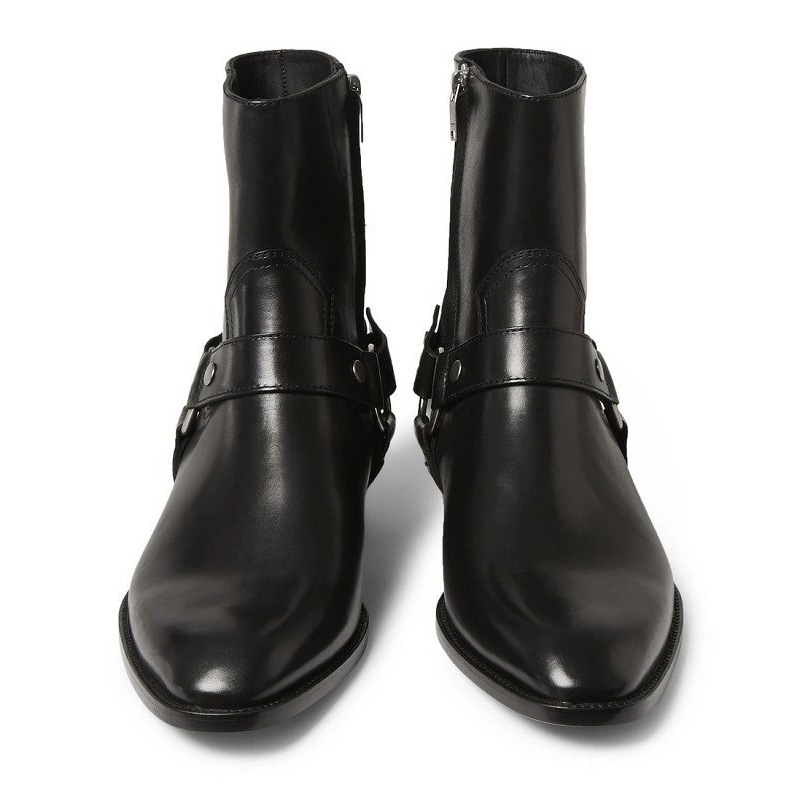 Pointed-toe Leather Martin Boots For Men foto 4