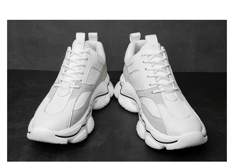 Men's Color Matching Fashion Mid Heel Invisible Height Increasing Cowhide Stitching Casual Shoes foto 2