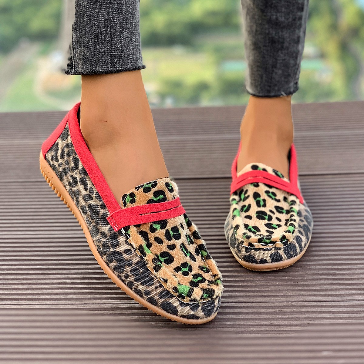 Leopard Print Lazy Round Toe Casual Shoes foto 2