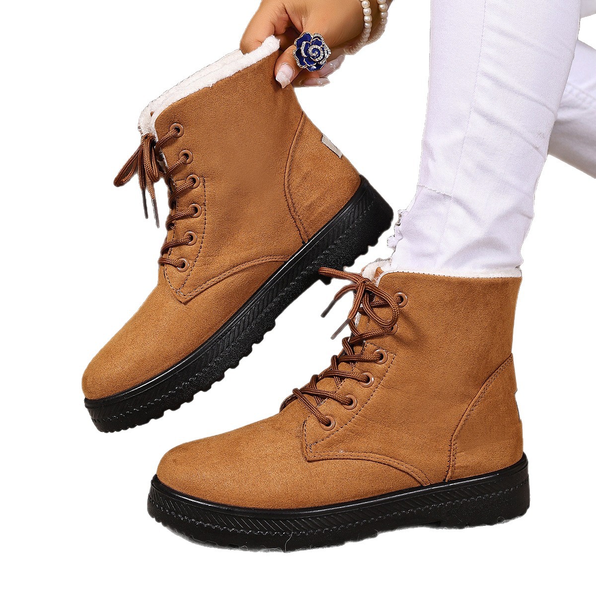 Women's Fashionable Waterproof High-top Cotton-padded Snow Boots foto 4