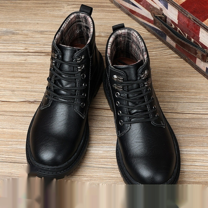 Men's Autumn Leisure Tooling Middle Tube Non-slip Wear-resistant Leather Boots foto 4