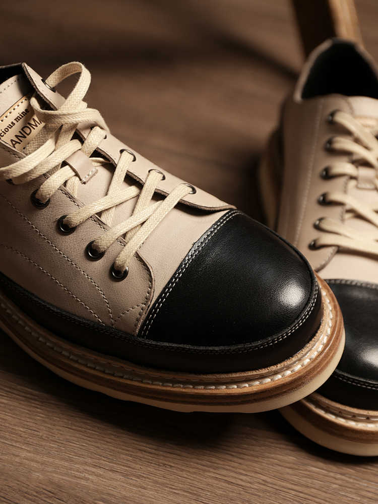 Vintage Vintage Handmade Board Shoes Genuine Leather Platform Casual Shoes foto 2