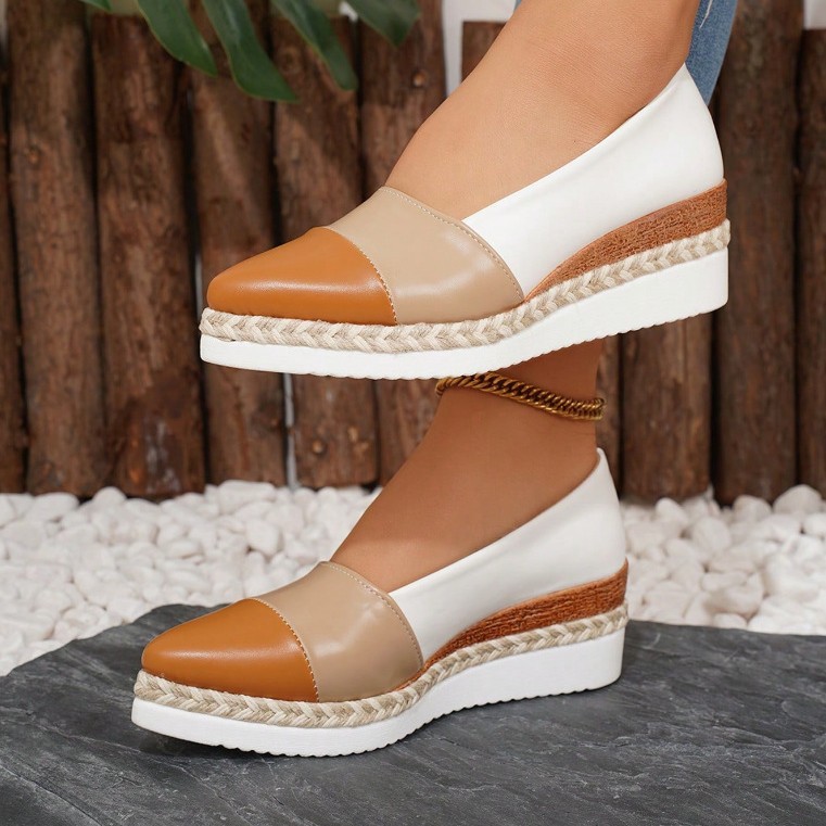 Pointed Toe Wedge Hemp Rope Thick Bottom Multicolor Casual Pumps foto 4