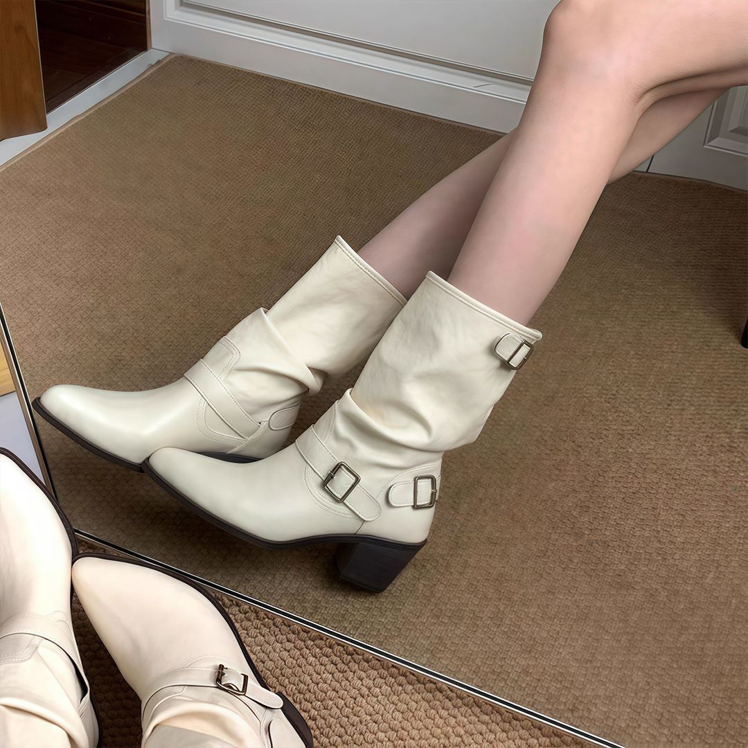 Fashion All-match Comfort And Casual Pointed Toe Chunky Heel Women's Boots foto 3