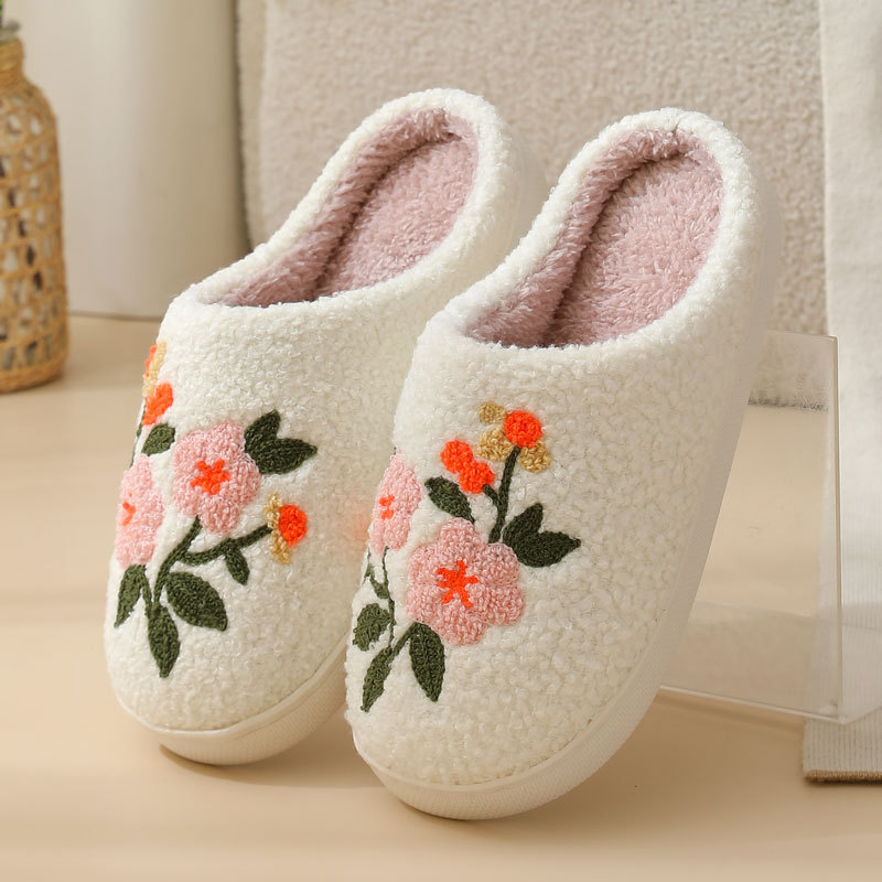 Three-color Flower Cotton Slippers Women's Warm Indoor Slippers foto 4