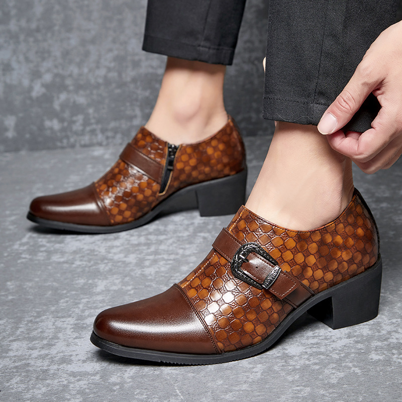 New Casual Shoes Fashionable Snakeskin Cuban Leather Shoes For Men foto 5