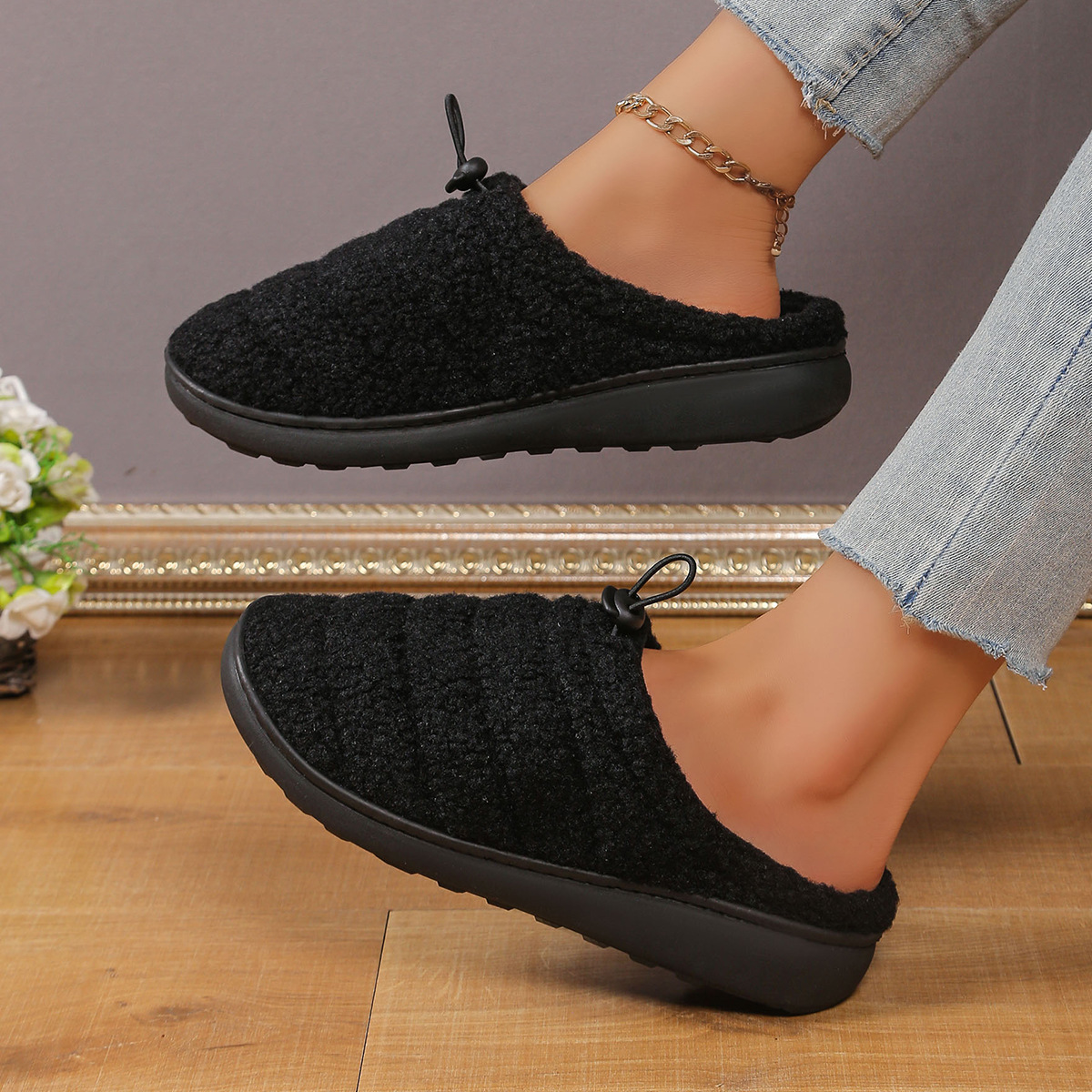 String Clip Adjustable Half Slippers Cotton Shoes Indoor And Outdoor foto 5