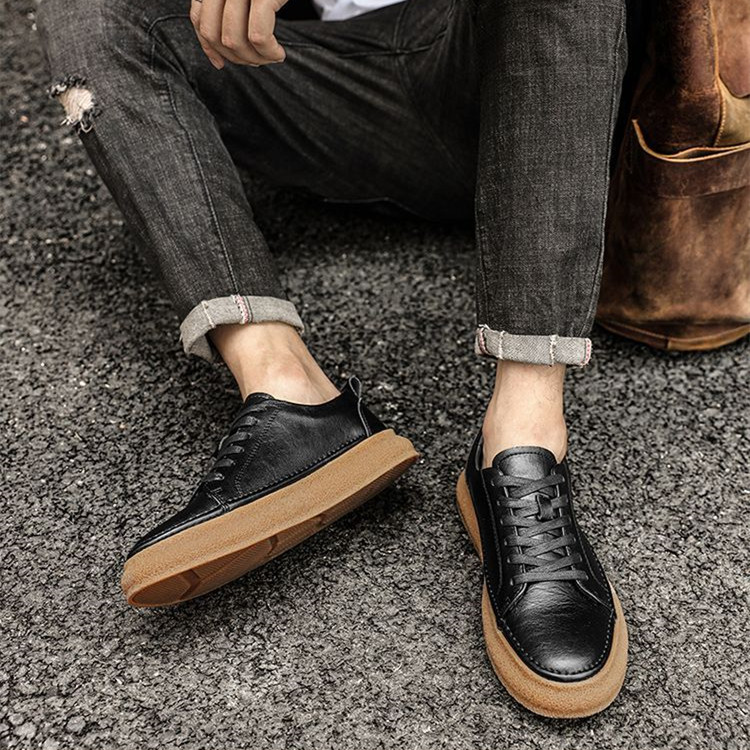 Casual Breathable Versatile And Trendy British Leather Board Shoes foto 2