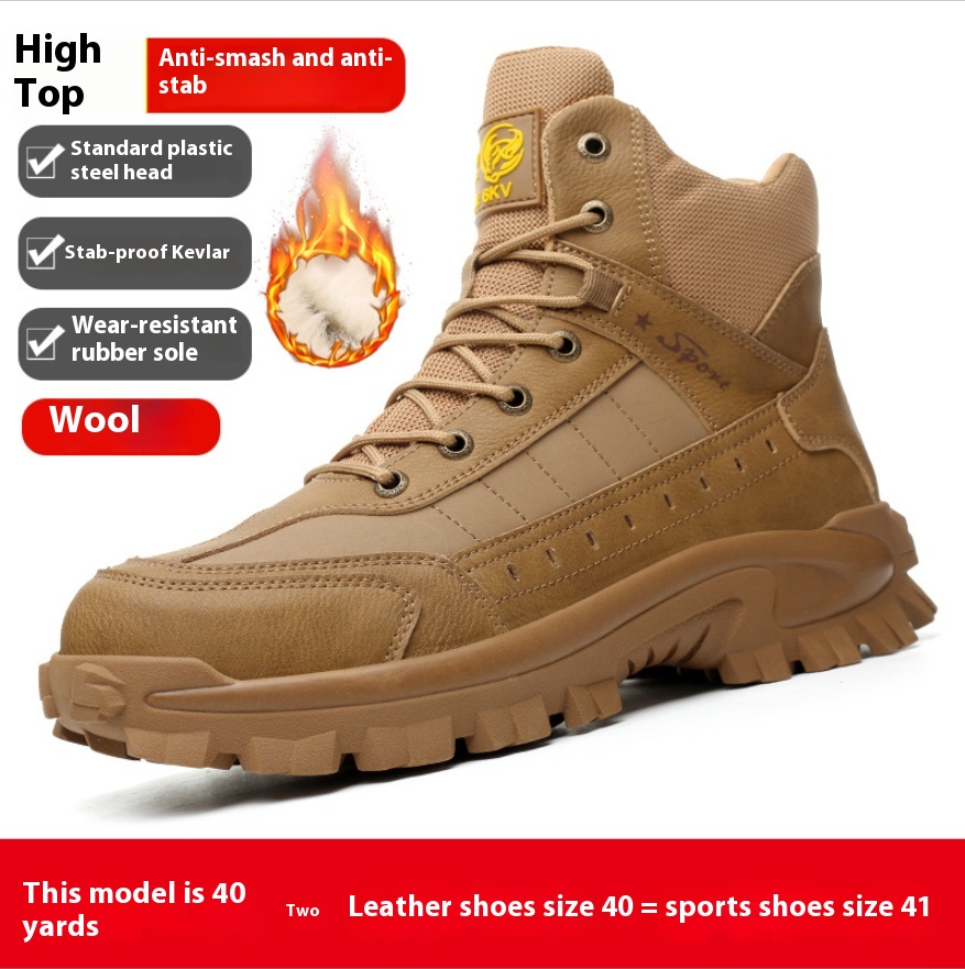 Winter Wool Protective Shoes Men's Anti-smashing Plastic Toe Cap Protective Footwear foto 5