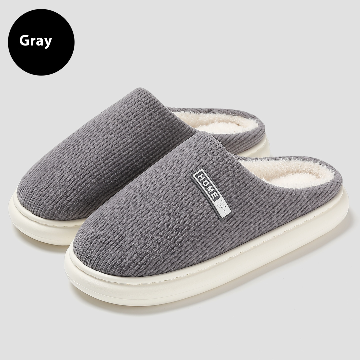 Autumn And Winter Home Indoor Plush Warm Slugged Bottom Baotou Non-slip Cotton Slippers foto 2