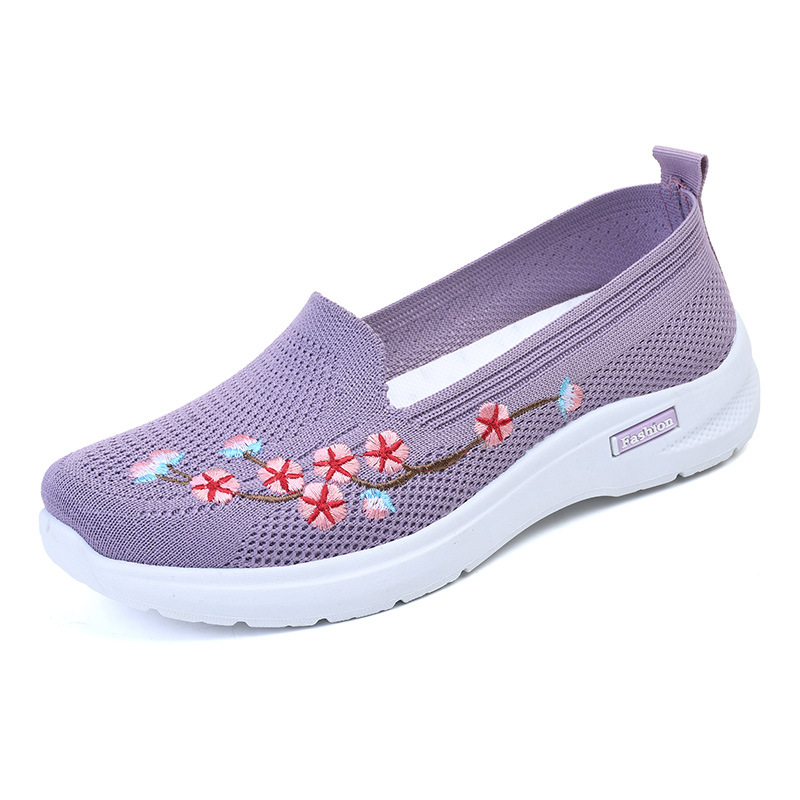 Fashionable And Comfortable Breathable Embroidered Women's Flying Woven Sports Anti-slip Pumps foto 2