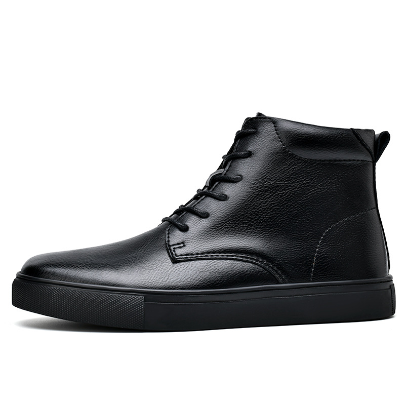 Plus Size High-top Board Shoe Men's Cowhide Casual Flat Martens Boots foto 5