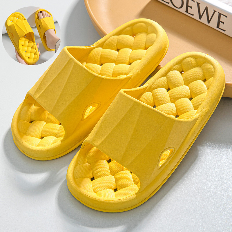 New Woven Texture Non-slip Slippers For Women Summer Indoor Floor Bathroom Home Slipper Men House Shoes foto 3
