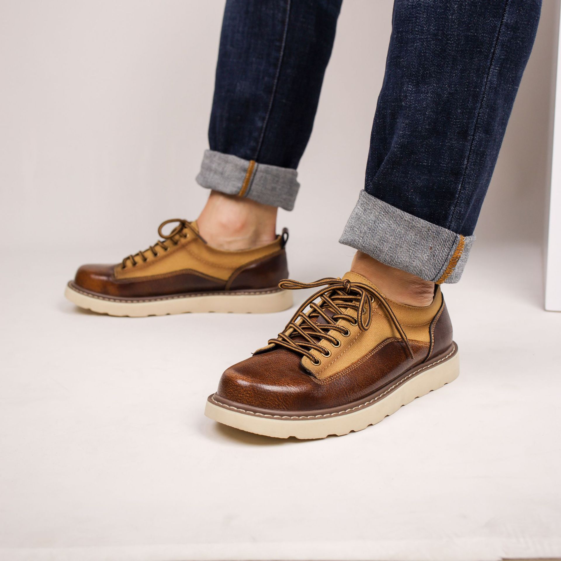 Vintage Work Shoes American Outdoor Leisure Leather Shoes foto 2