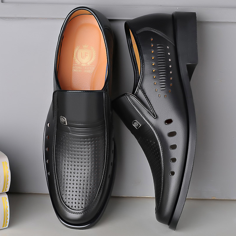 Breathable Leather Sandals Thin Hollow Soft Leather Men's Shoes foto 3