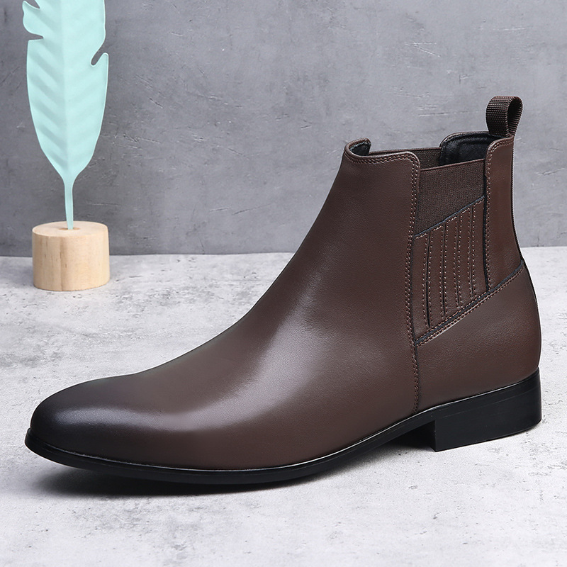 Men's Chelsea Boots Retro British Pointed High-top foto 5