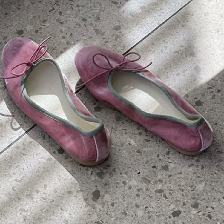 French Retro Granny Shoes Bow Flat Ballet Slipper foto 2