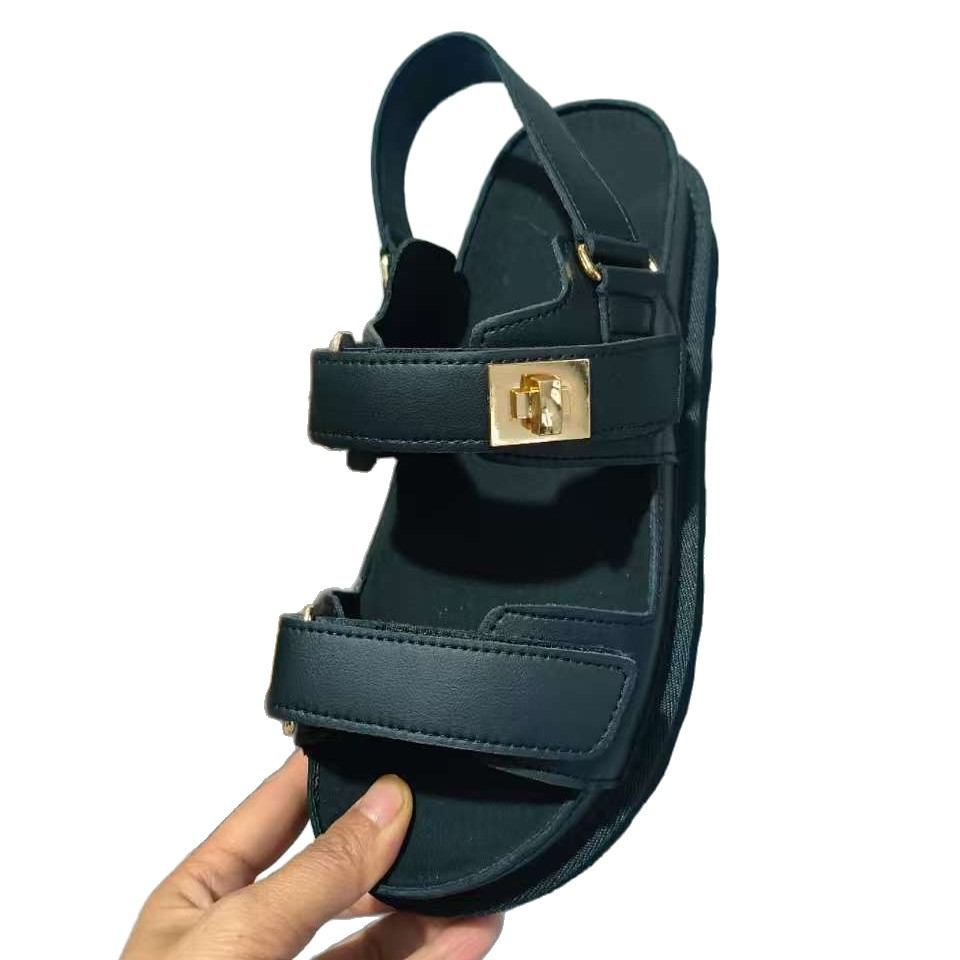 Plus Size Platform Sandals Suede Velcro Outdoor Roman Sandals Women's Shoes foto 3