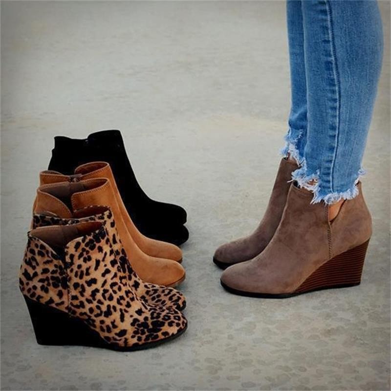 Wedge-heeled Suede Short Boots Autumnwinter Martin Style foto 5