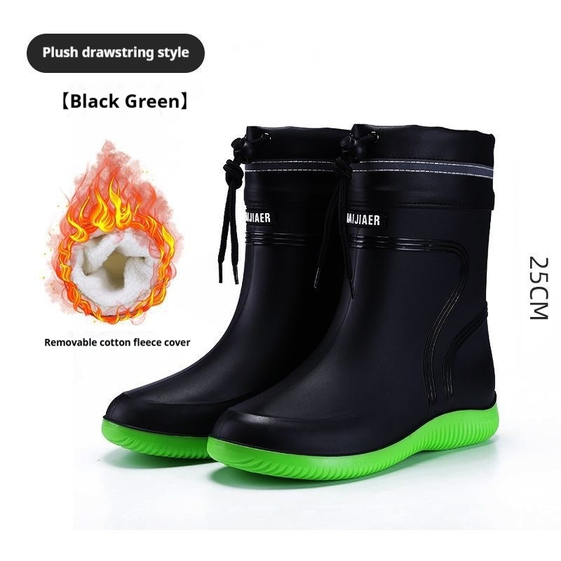 Cotton-padded Warm-keeping Fixed Velvet Rain Boots For Men And Women foto 5