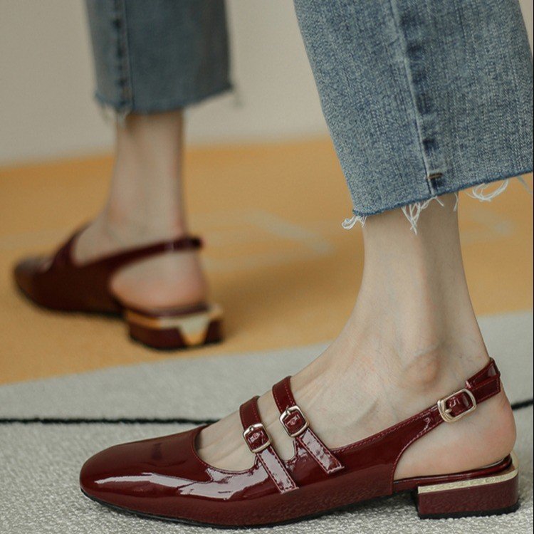 Women's Square-toe Low-block-heeled Closed-toe Pumps foto 2