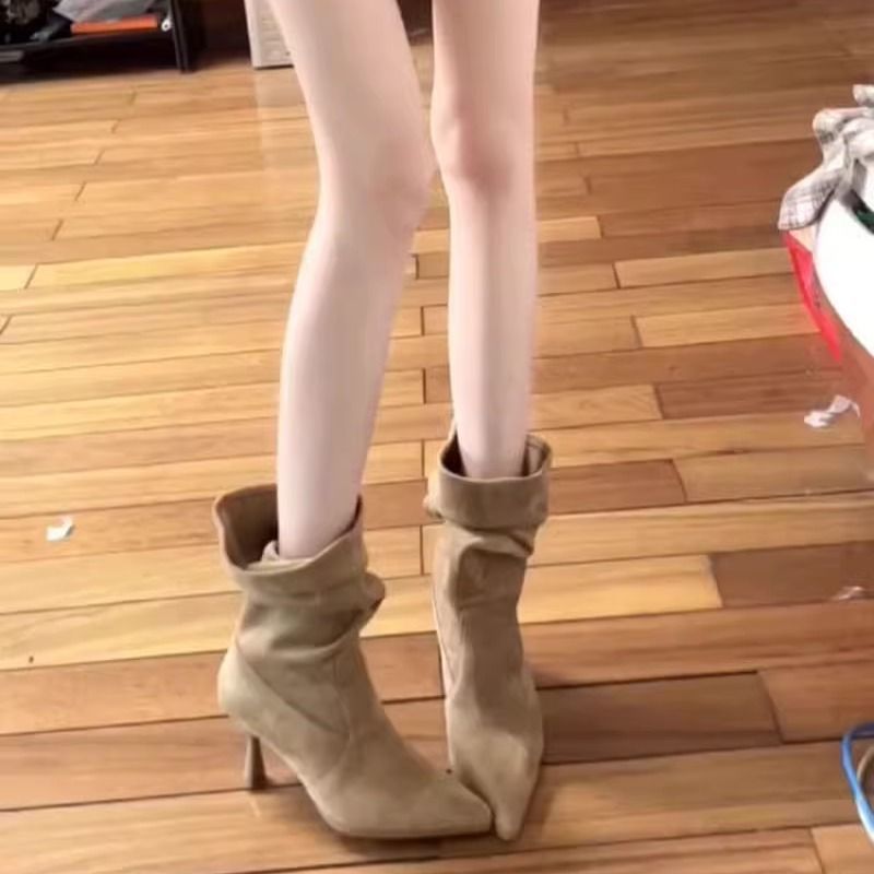 Versatile French Style Mid Calf Stiletto Booties foto 2