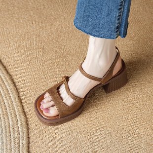 Open Toe Square Toe Women's Commuter Out Retro Platform Sandals foto 3