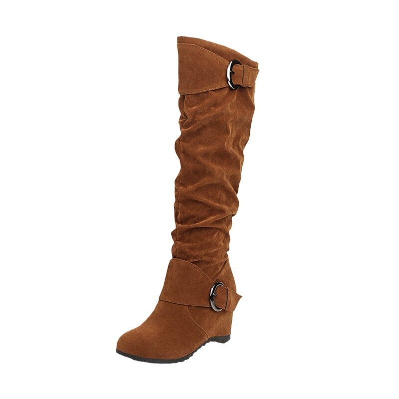 Wedge-heel British-style High-top Womens Knee-high Boots foto 3
