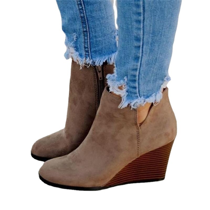 Wedge-heeled Suede Short Boots Autumnwinter Martin Style foto 2