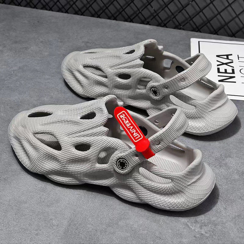 Coconut Slippers Couple Summer Dual-use Closed Toe Beach Hole Shoes foto 2