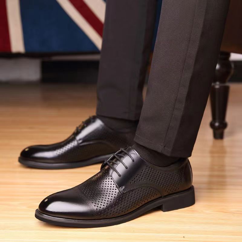 Summer Hollow Plastic British Casual Business Wear Leather Shoes Height Increasing Insole foto 4