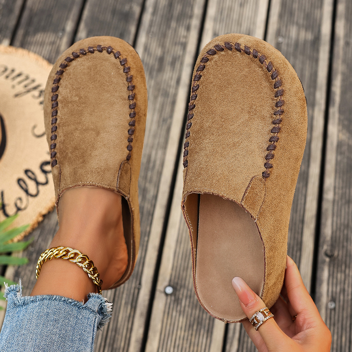 Womens Outdoor Closed-toe Half-slipper With A Thick Sole foto 5