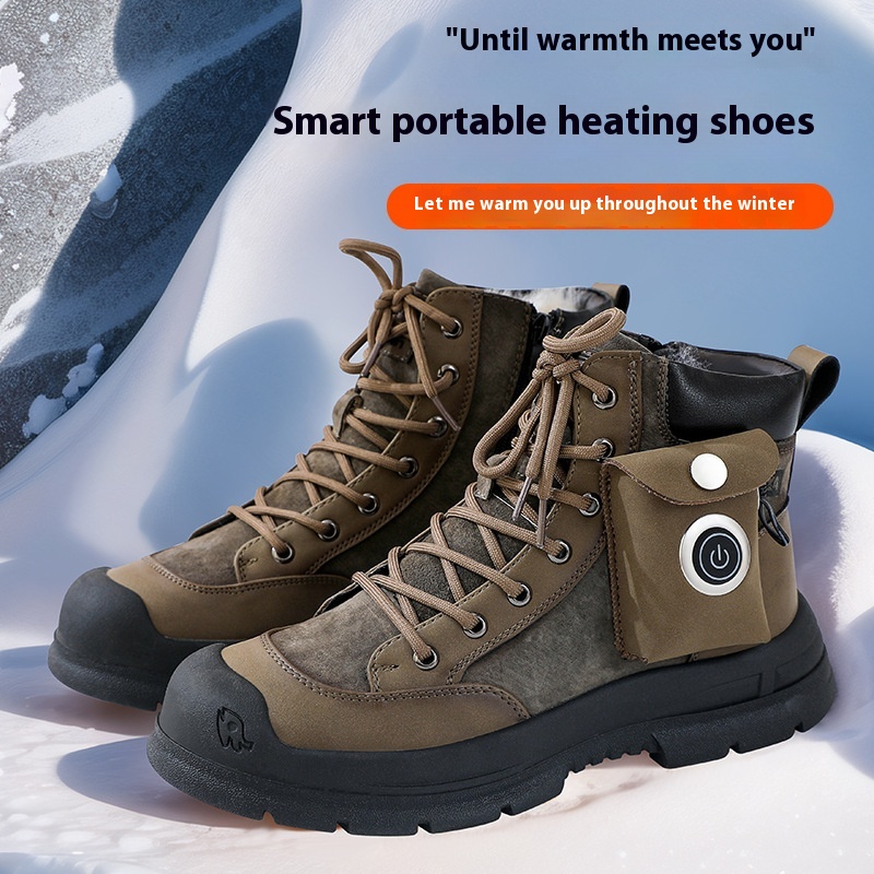 Heating Snow Boots Fleece-lined Thick Non-slip Electric Heating Cotton Shoes foto 3