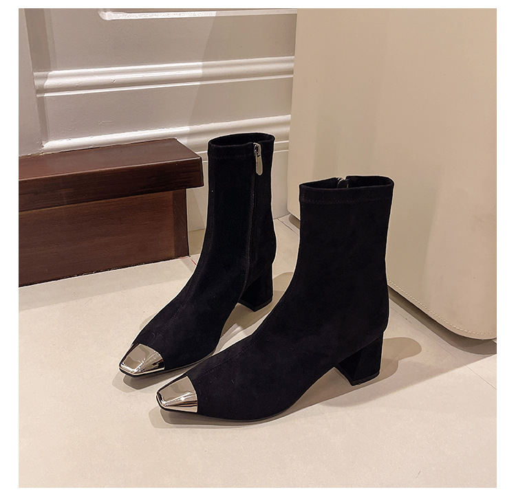 Fashion Elegant Square Head French Chunky Heel Boots foto 5