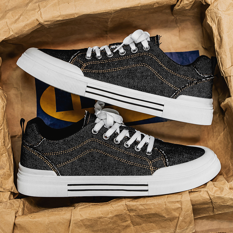 Men's Korean-style Fashion Plus Size Low-top Casual Denim All-matching Sneakers foto 5
