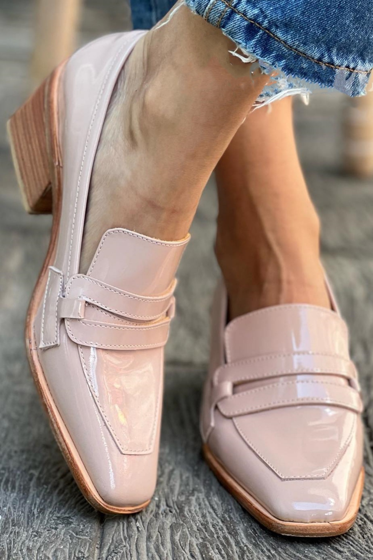 Fashion Square Toe Slip-on Paint Oversized Shoes Women foto 2