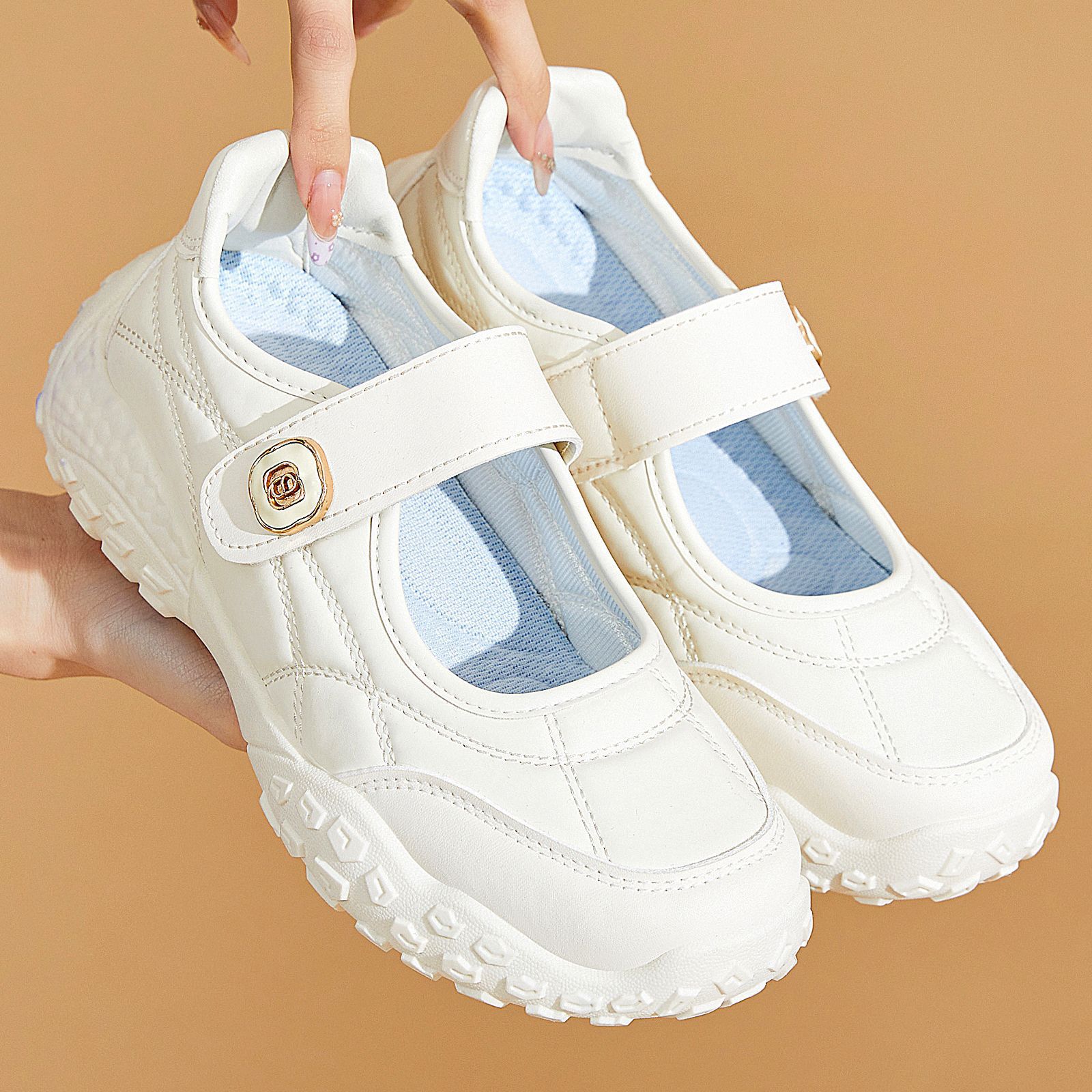 Womens Tire-soled Clunky Sneakers Low-cut Velcro Shoes foto 4
