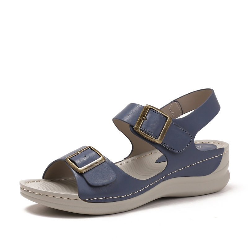 Casual Wedge Sandals Women's Fashion Thick Bottom Velcro Travel Beach Shoes foto 2