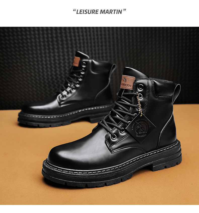 Men's Boots Plus Size Vintage Leather Worker Boot foto 2